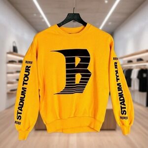 Justin Bieber Stadium Tour 2017 Yellow Crewneck Sweatshirt H&M Womens XS